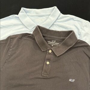 Vineyard Vines Polo Shirts - Charcoal and Sky Blue